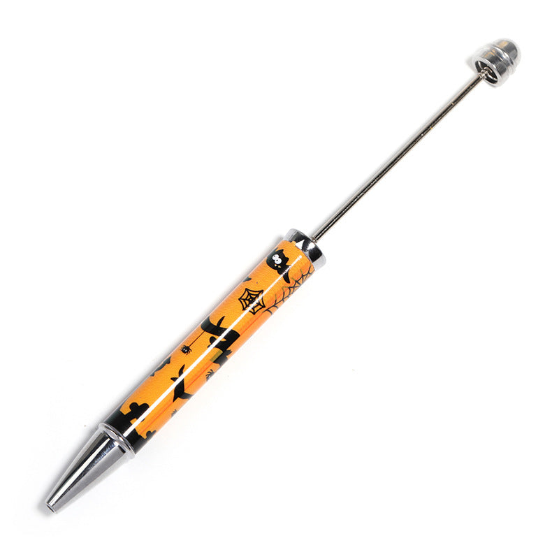Wholesale 5pcs Halloween Series DIY Beaded Pumpkin Skull Print Cute Ball Pen